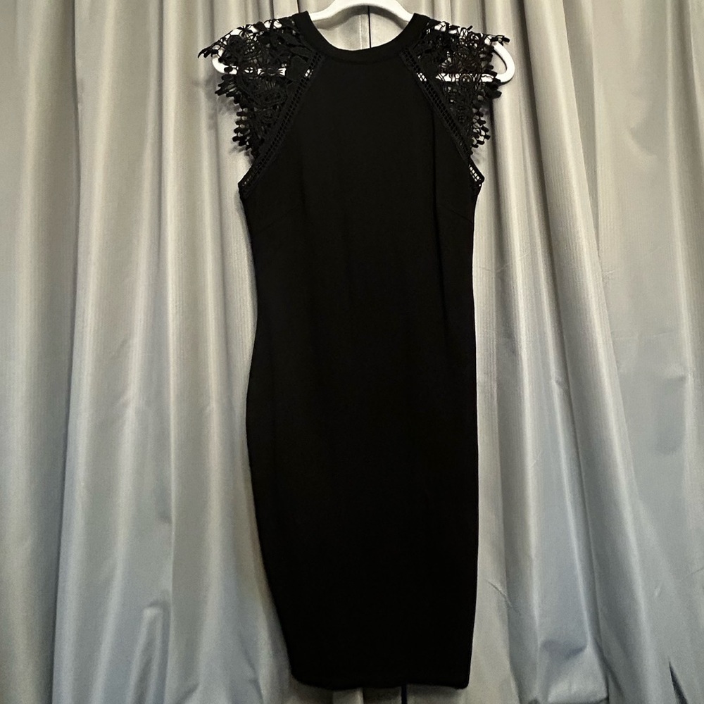Clearance IRIS little black dress body con crochet lace cocktail wedding M
